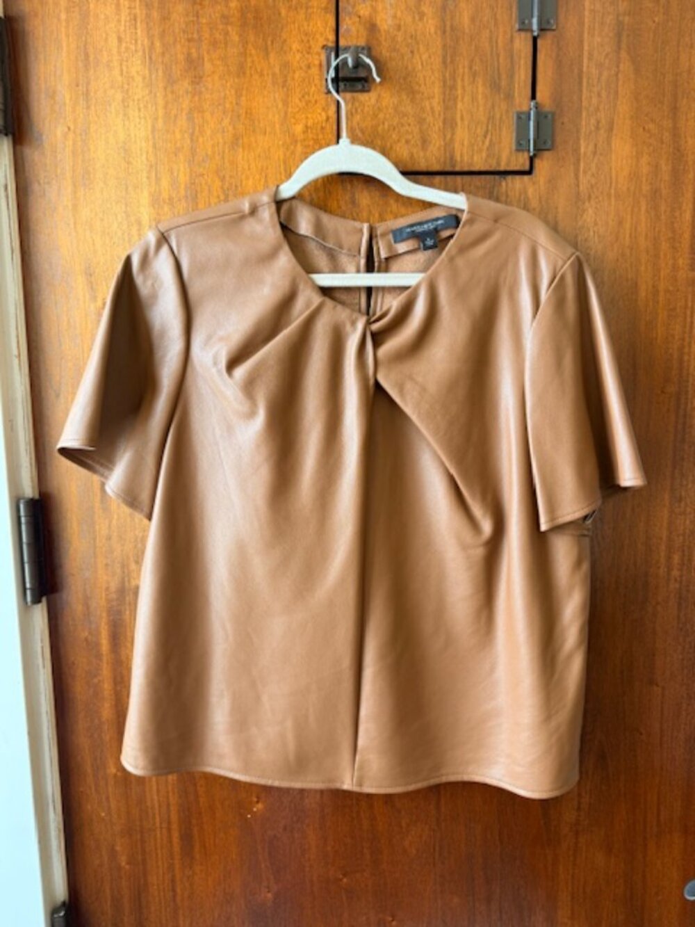 Brown Pleather Top with Knot detailing in front